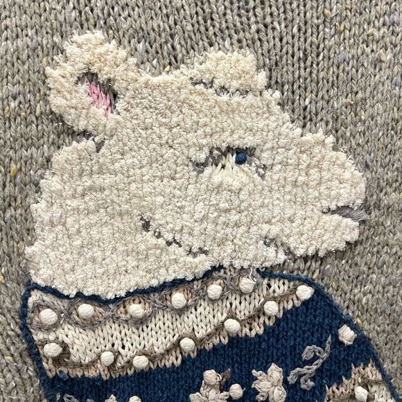 Vintage Express Tricot Handknitted Wool/Rabbit Hair Polar Bear Sweater Size M - Picture 3 of 6